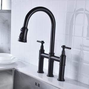 Bridge Kitchen Faucet with Pull-Down Sprayhead