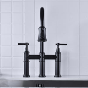 Bridge Kitchen Faucet with Pull-Down Sprayhead