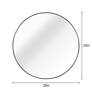 Black 20 Inch Metal Round Bathroom Mirror