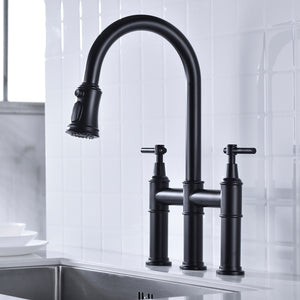 Bridge Kitchen Faucet with Pull-Down Sprayhead