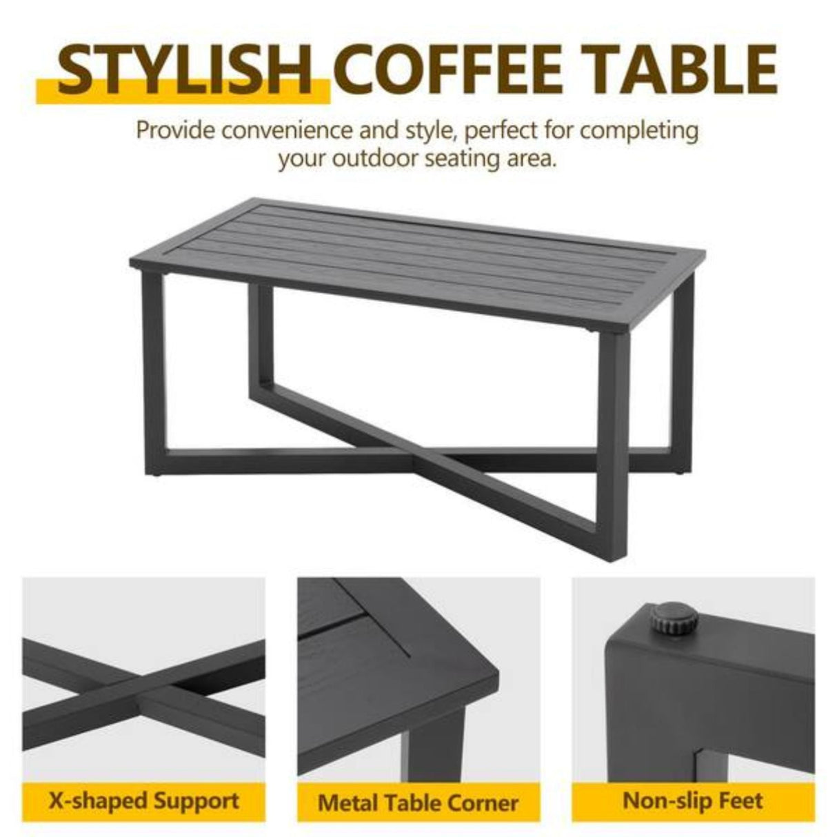 2 Piece Patio Set With Cushions & Coffee Table