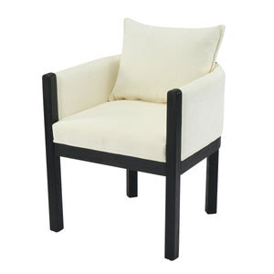Linen Upholstered Armchair with Black Rubber Wood Legs