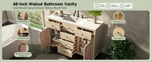 48-Inch Natural Rattan Bathroom Vanity