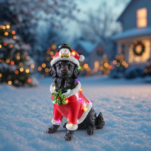 Christmas Dog Statue - Holiday Dog Figurine