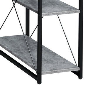 Grey and Black Desk with Drawer - Wood and Metal