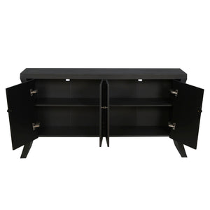 Refined Industrial 4 Door Credenza With Arc Legs & Clasps