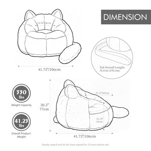 41.7'' W Faux Fur Cat Shaped Bean Bag Chair