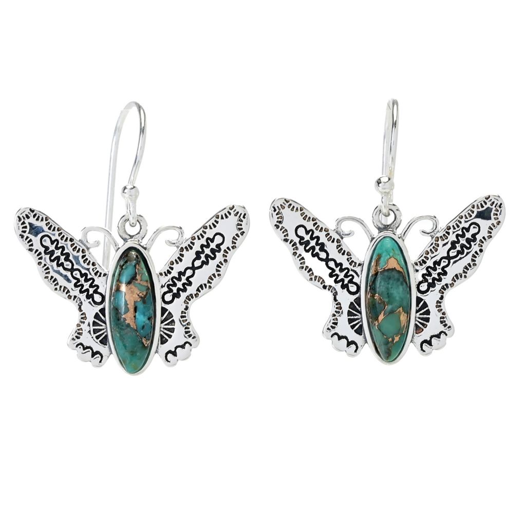 Southwest Elements Mohave Turquoise Choice of Motif Drop Earrings