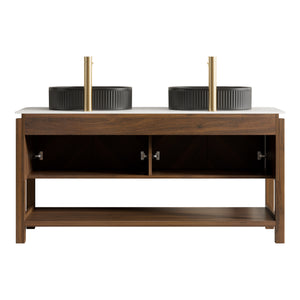 Indigo 60" Bathroom Vanity with Sintered Stone Countertop and Vessel Sink