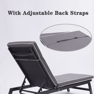 2 Pieces Set Outdoor Lounge Chair Cushion Replacement Patio Furniture Seat Cushion Chaise Lounge Cushion - Antique Gray / White