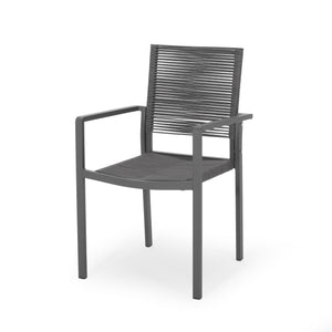 Outdoor Modern Aluminum Dining Chair with Rope Seat (Set of 2)