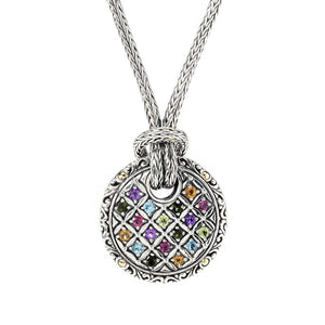 Artisan Silver by Samuel B. 1.32ctw Multi Gemstone Pendant w/ Chain