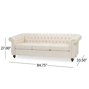 Chesterfield Style 3 Seater Sofa With Deep Button Tufting - Best Buy Furniture