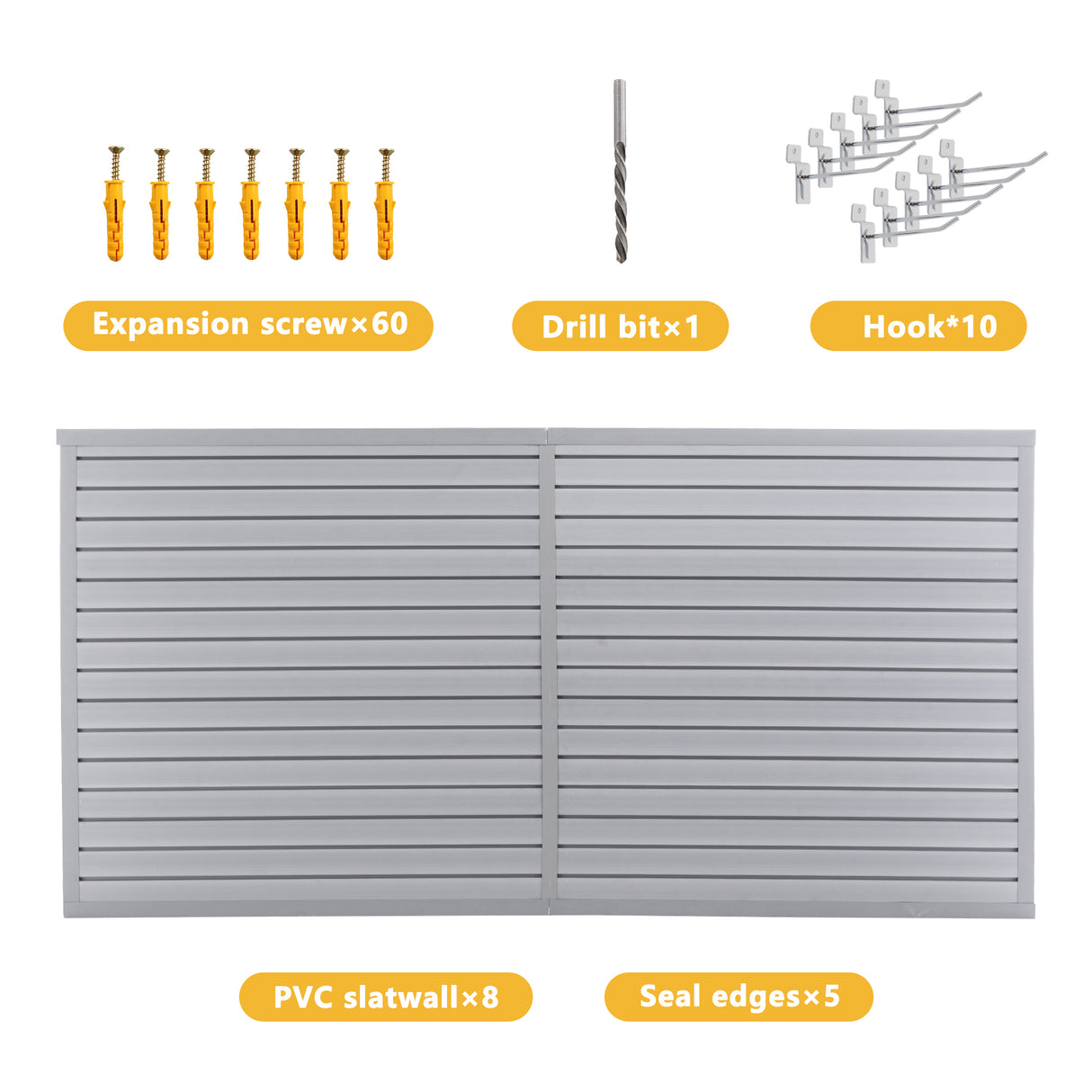 Heavy Duty PVC Slatwall Garage Organizer, 8ft x 4ft