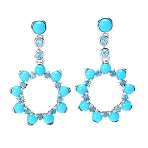 Artisan Silver by Samuel B. Sleeping Beauty Turquoise & Blue Topaz Earrings