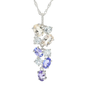 Gem Treasures 14.07ctw Exotic Gemstone Cluster Pendant w/ Chain