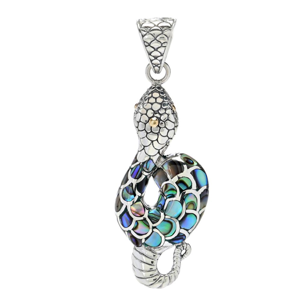 Artisan Silver by Samuel B. 18K Gold Accented Abalone Snake Pendant