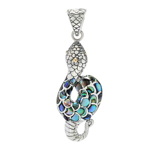 Artisan Silver by Samuel B. 18K Gold Accented Abalone Snake Pendant