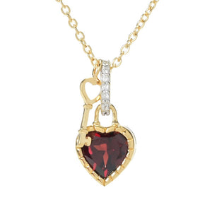 Gem Treasures Choice of Gem & Zircon Padlock & Key Pendant w/ Chain