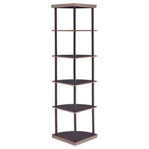 Corner Bookcase With 5 Shelves, Compact Design For Living Room - Cappuccino