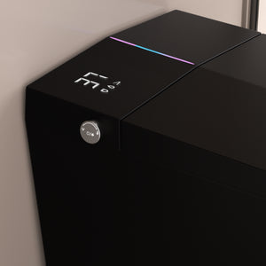 Black Square Smart Toilet with Built-In Tank and Remote Control