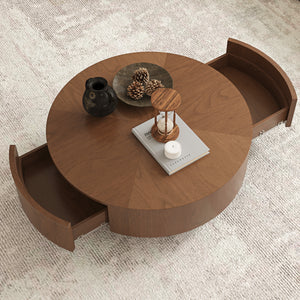 35.43 Inch Drum Shaped Round Coffee Table