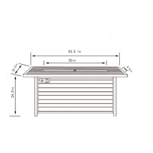 Propane Gas Fire Pit Table, 50000 Btu, Rectangular For Outside - Light Beige