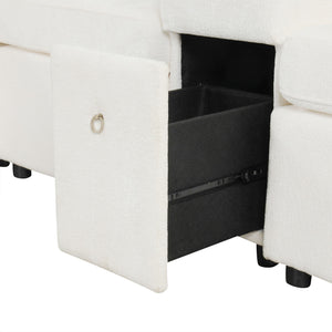 Modular L-Shaped Sectional Sofa Bed With Pull-Out Sleeper, Cup Holders, And Storage