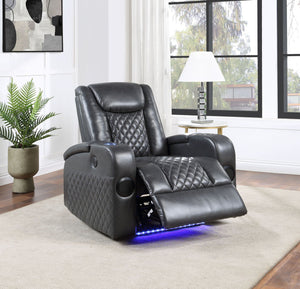 Alair - Leather Aire Power Motion Recliner With Bluetooth, Wireless Charger Cupholder - Dark Gray - Best Buy Furniture
