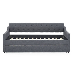 Size Upholstered Daybed With Trundle And USB Charging Armrest