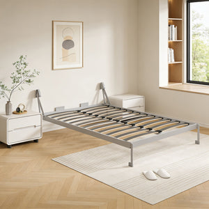 Queen Size Vertical Murphy Wall Cabinet Folding Bed With Automatic Legs - Gray
