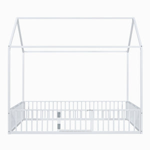 Metal House Bed With Fence And Door
