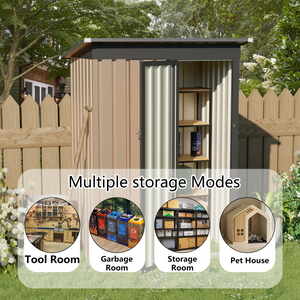 4.27FT x 2.42FT Metal Garden Shed 5 x 3 FT Pent Roof with Hinge Door
