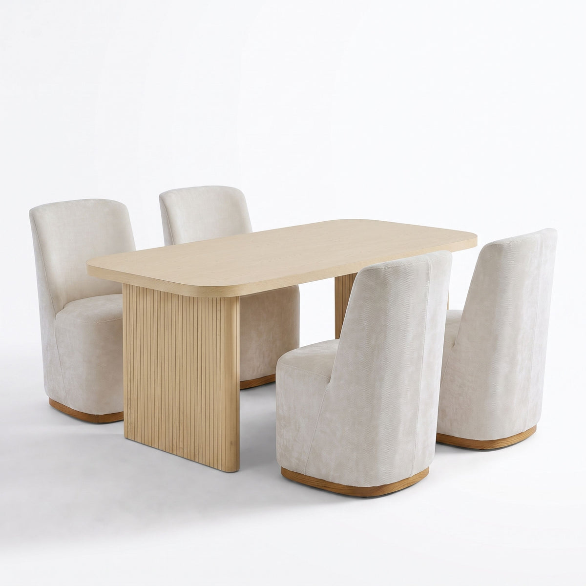 68.75" Wood Dining Table Set with 4
