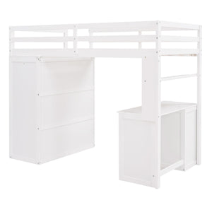 Loft Bed With Drawers, Desk, And Wardrobe