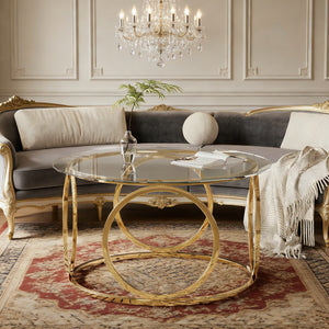 31.5" Modern Round Glass Top Coffee Table