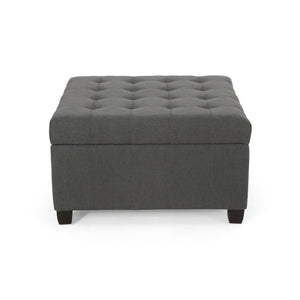 Upholstered Tufted Fabric Storage Ottoman