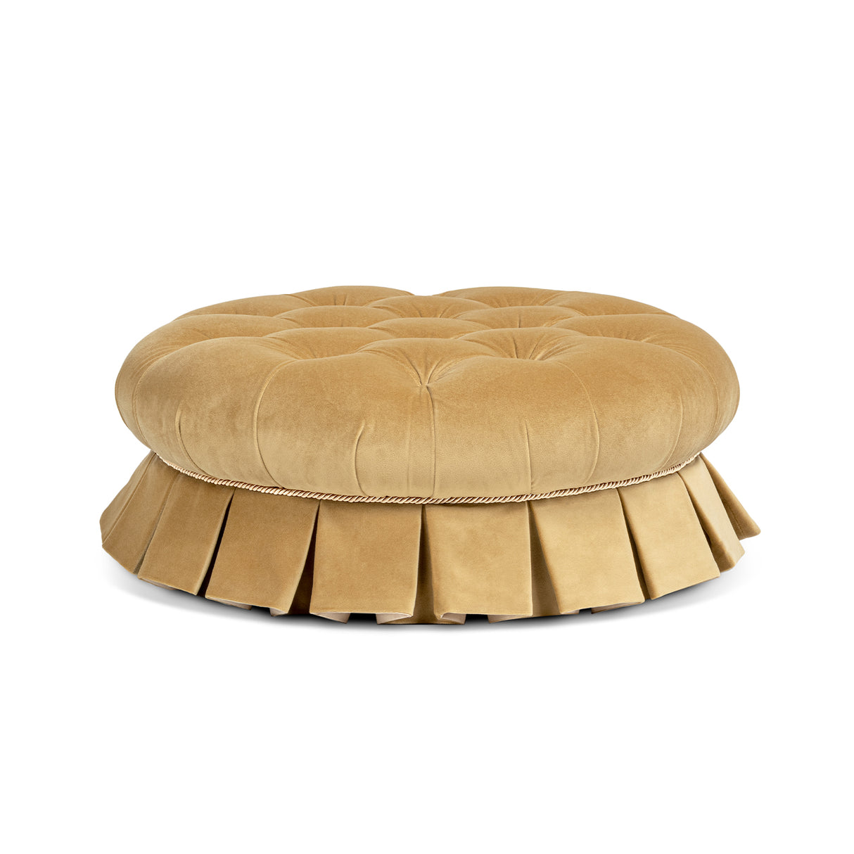 Roquefort 24.5" Round Tufted Velvet Pet Bed with Box-Pleated Skirt
