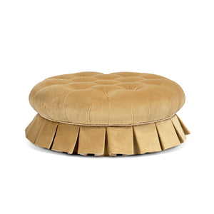 Roquefort 24.5" Round Tufted Velvet Pet Bed with Box-Pleated Skirt