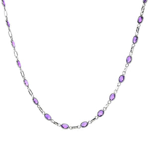 Elemental Gems Platinum Plated Choice of 7x5mm Gemstone Station Necklace