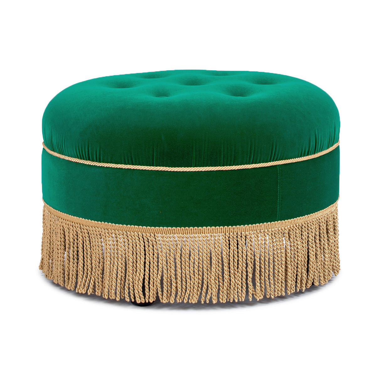 Yolanda 24" Round Upholstered Accent Ottoman, Ultramarine