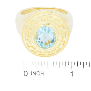 Toscana Italiana 18K Gold Plated Choice of Gemstone Greek Key Halo Ring