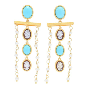 Cameo Italiano "Anastasia" Cameo, Choice of Gem & Cultured Pearl Earrings