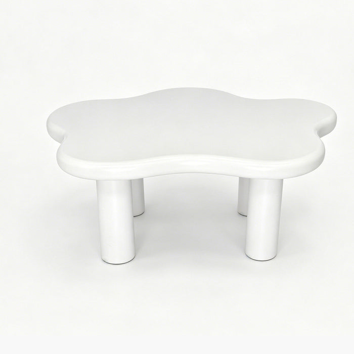 Cloud Shaped Coffee Table with 4 Round Legs - White, Black, or Light Brown