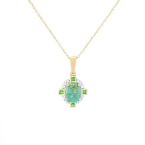 Gem Treasures 10x8mm Sonoran Turquoise & Gemstone Pendant w/ Chain