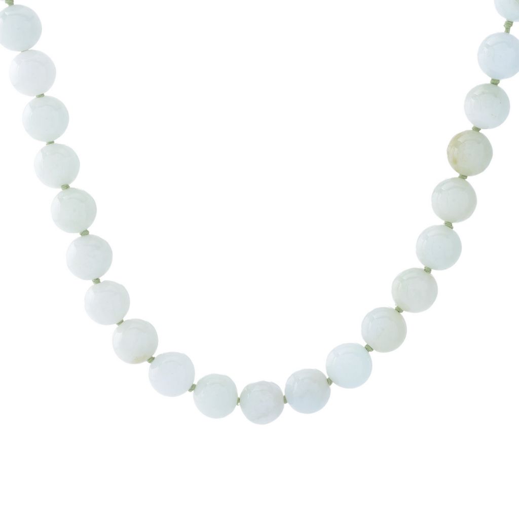 Far East Jewelry Sterling Silver 10mm Round Natural Jade Bead 20" Necklace