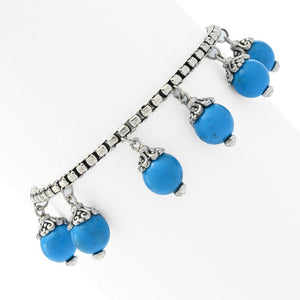 Artisan Silver by Samuel B. 18K Gold Accented Turquoise Bead Charm Bracelet