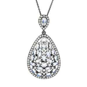 MUSE Sterling Silver 5.51ctw Rainbow Moonstone & Zircon Pendant