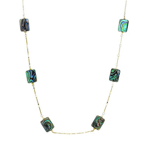 Claire Vessot Designs 14K Gold Plated 16x12mm Abalone Station Bar Necklace