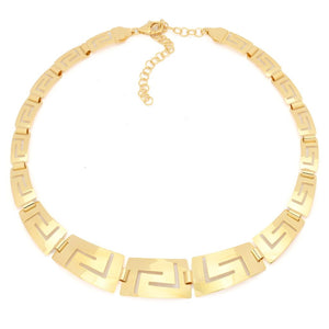 Toscana Italiana 18K Gold Plated Graduated Greek Key Link Necklace